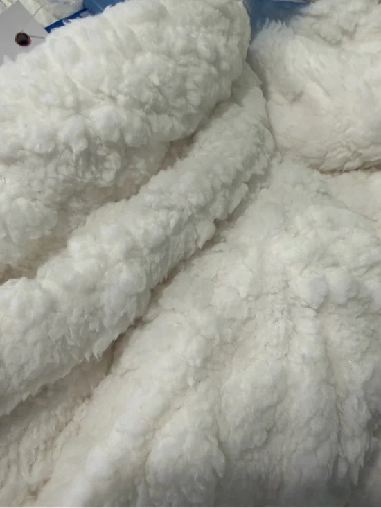 ROOM SERVICE Cozy Wrap Fuzzy Robe SOFT CABLE KNIT TEXTURE POCKETS White L 12 14 - Picture 6 of 12